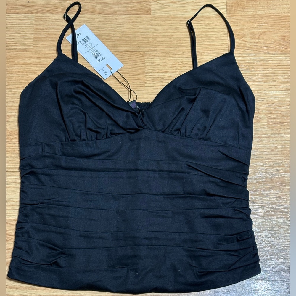 Dynamite Black Camisole with Ruched Detail